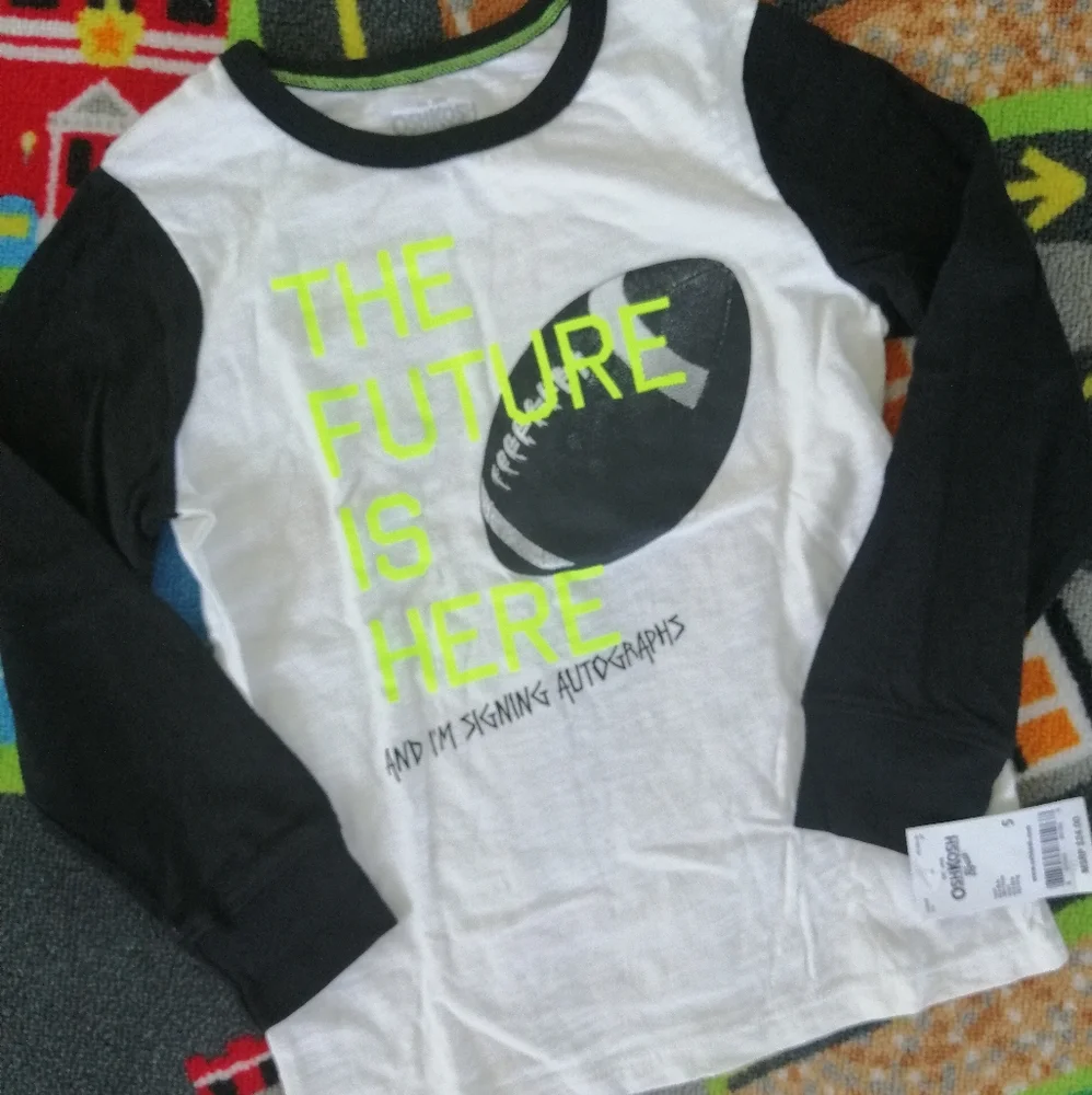 NWT OshKosh Football Raglan Style Longsleeve